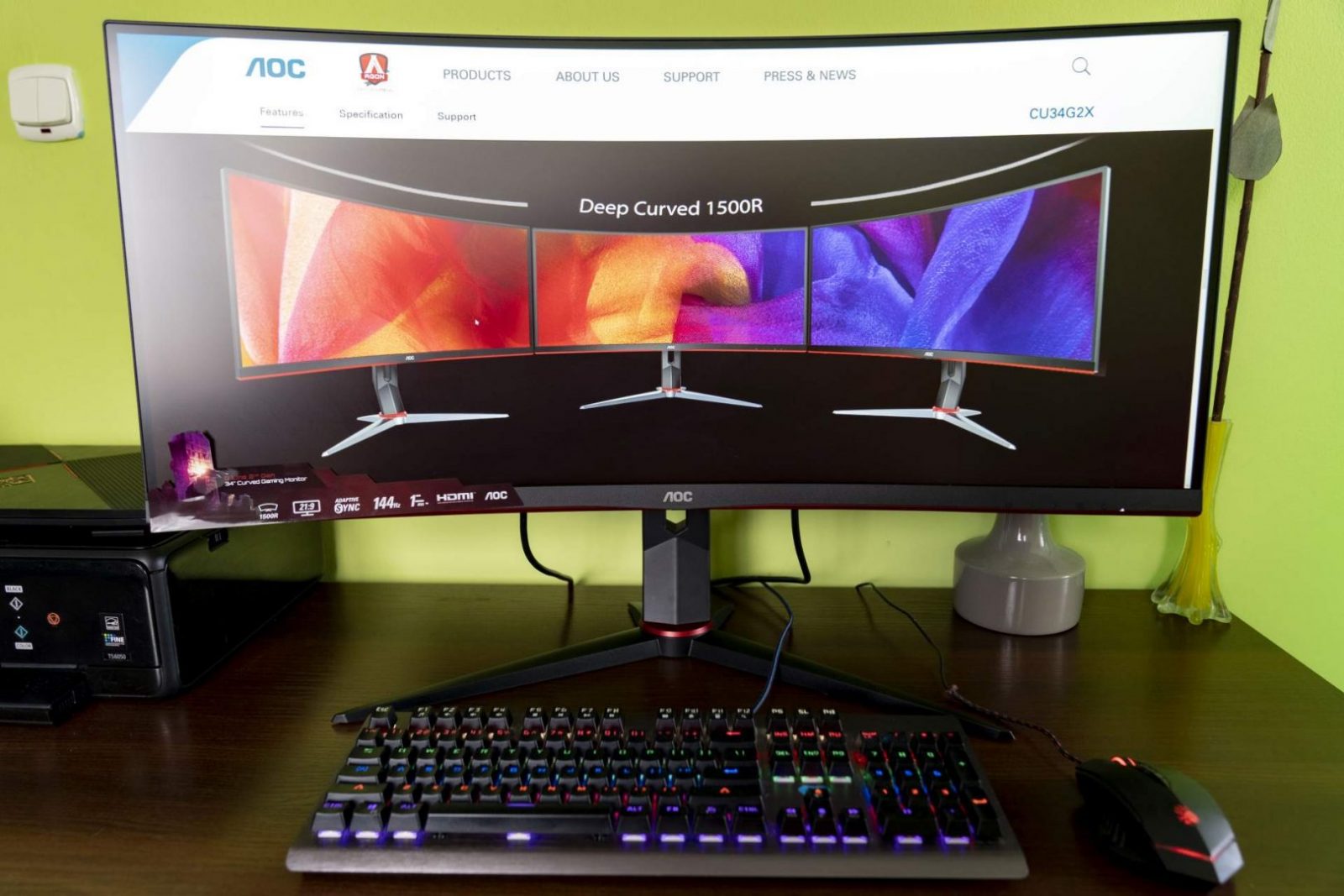 Monitor AOC CU34G2X – Zakrzywiony ekran do gier